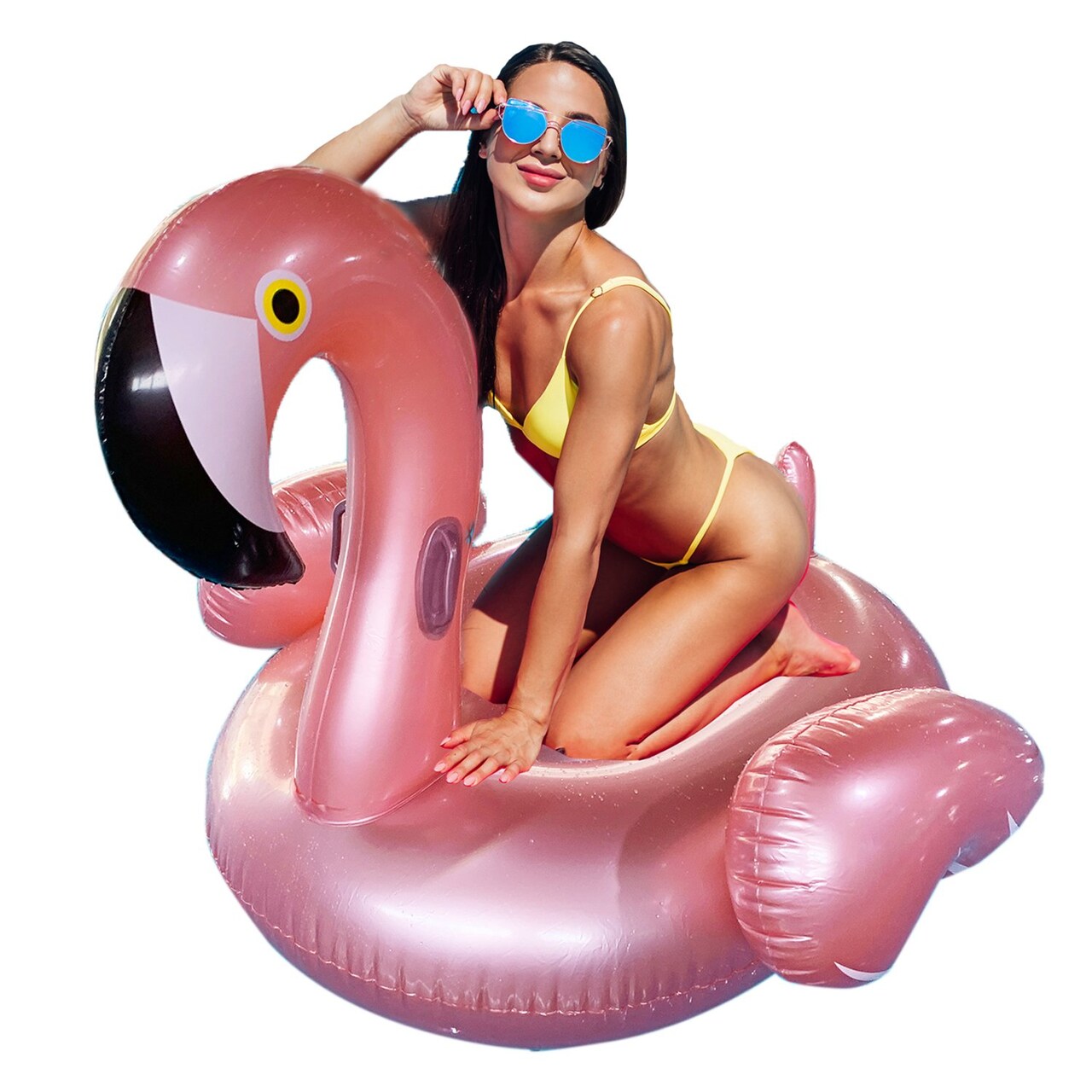 Dimple Giant Rose Gold Flamingo Pool Float 60X60 Inch Inflatable For Adults Kids